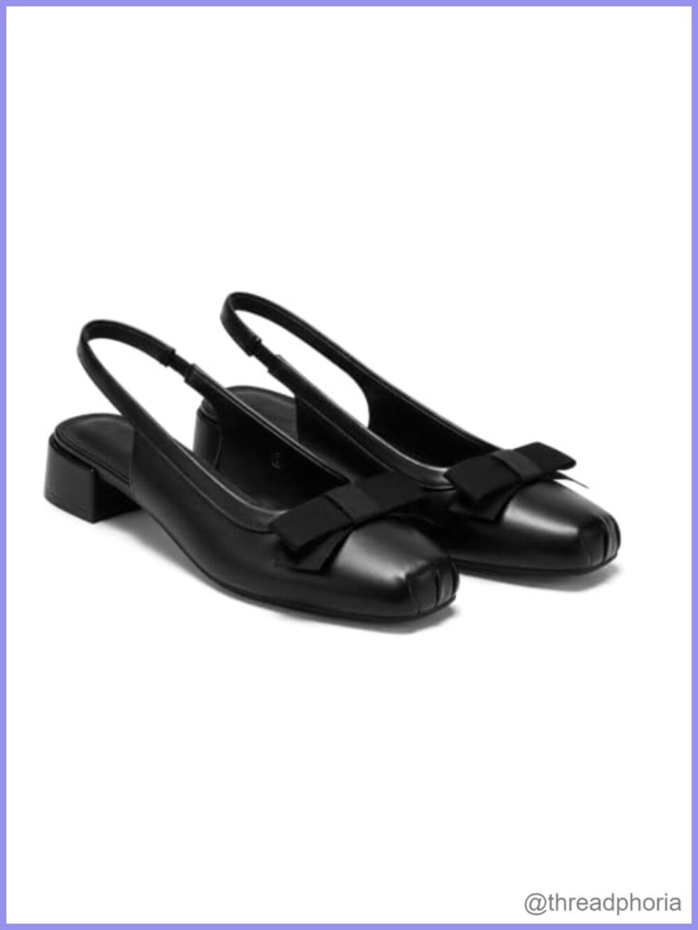 Coutgo Faux Leather Slingback Chunky Low Heel Square Toe Pumps